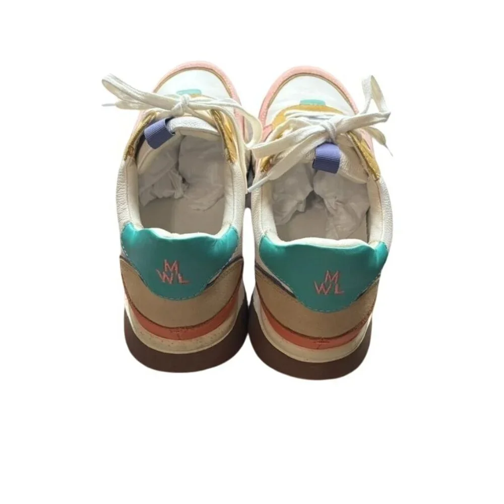 Madewell Kickoff Trainer Sneakers Size 8.5 Pink, Gold, Teal, Orange - Picture 3 of 9